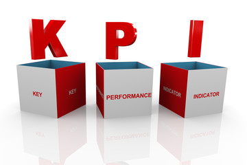 3d box of kpi - Key Performance Indicator