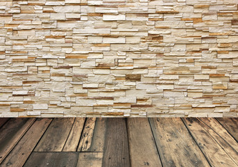 wooden floor and stone wall background