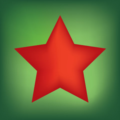 red christmas star on green background