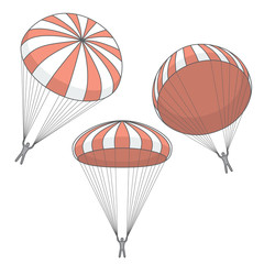 vector set of red  parachutes
