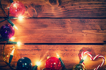 Christmas decoration with Ornaments and Holiday Lights 