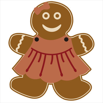 gingerbread girl with pink dress and a bow
