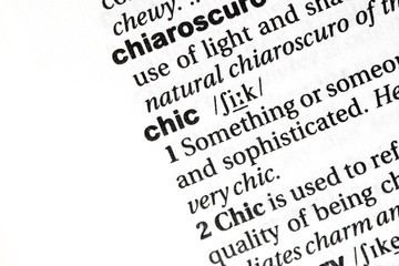 "Chic" word, in the style of an english dictionary definition
