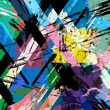 abstract background, with strokes, splashes and geometric lines,