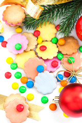 Colorful Christmas cookies and candies