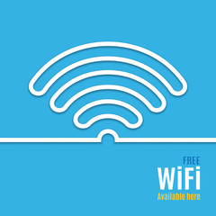 WiFi icon on blue background. illustration