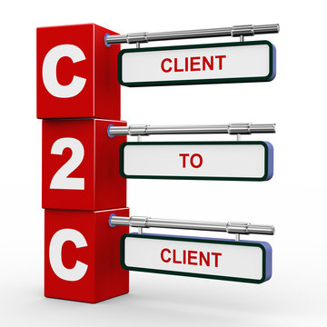 3d modern signboard of c2c