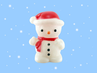 Snowman Lamp isolated on blue background, Plastic Lamp snowman-shaped decorations Christmas season