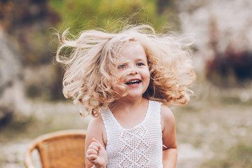 emotional child girl outdoors
