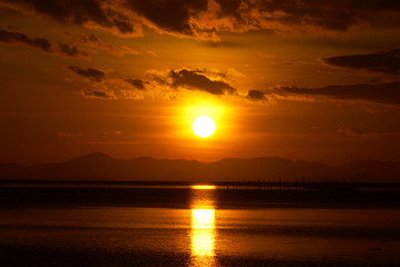 Fototapeta na wymiar Appreciated the sunset on the lake, southern Thailand.