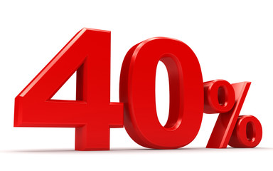 3d percentage of red on a white background