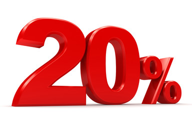 3d percentage of red on a white background