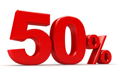 3d percentage of red on a white background