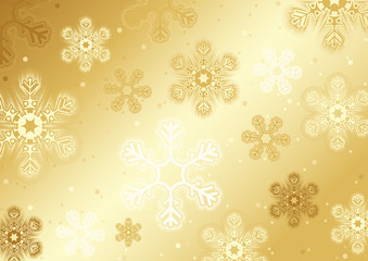 Gold Christmas Snowflakes Background - Abstract Effective Illustration, Vector
