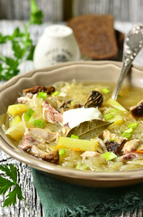 Russian sour cabbage soup (shchi).
