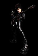 Obraz premium Rock musician in leather clothing isolated
