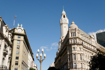 Fototapeta na wymiar European Buildings on Julio A. Roca Avenue - Buenos Aires - Argentina