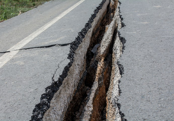 The road has cracks.