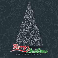 Abstract background with White Christmas tree, illustration. for website and graphic design