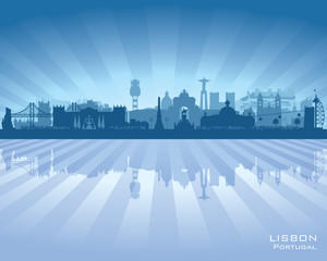 Lisbon Portugal city skyline vector silhouette