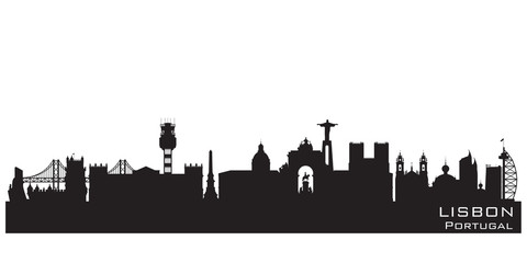 Fototapeta premium Lisbon Portugal city skyline vector silhouette