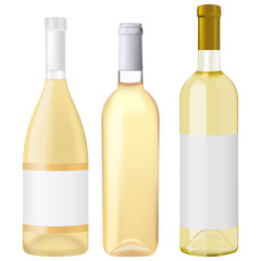Wine bottle. Bottles of white wine with blank label. 