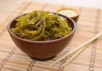 Kelp ( laminaria ) in a bowl.