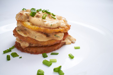 potato pancakes with sauce