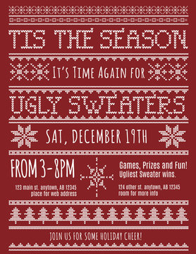 Ugly Christmas Sweater Party Invitation Template