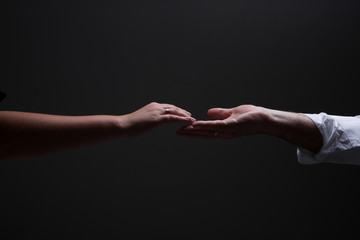 Wedding couple holding hands