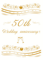 50th Wedding anniversary Invitation editable vector illustration