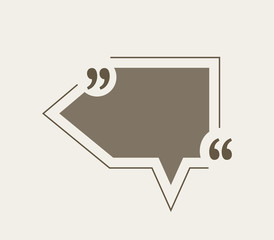 Quotation mark speech bubble. Empty quote blank citation template. Pointer design element for business card, paper sheet, information, note, message, motivation, comment etc. Vector illustration.