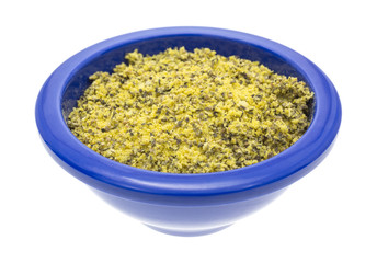 Lemon pepper seasoning in a blue bowl