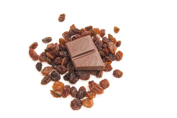 some raisins and chocolate bar