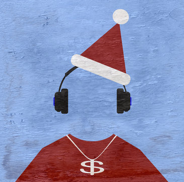 Hip Hop Santa With Wood Grain Texture