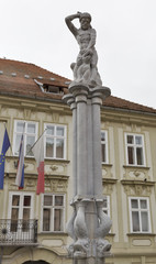 Fototapeta na wymiar Hercules fountain in Ljubljana, Slovenia.