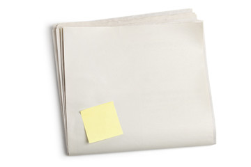 Blank Newspaper and Sticky Note