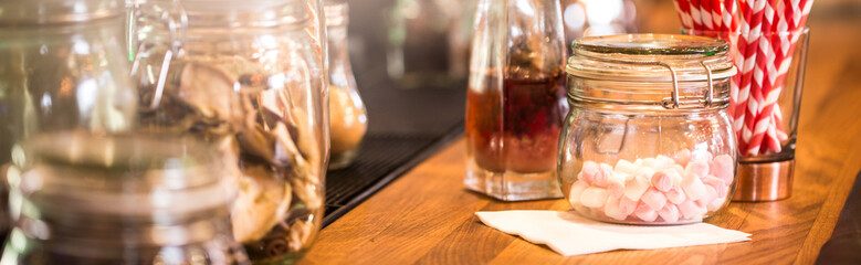 Wooden restaurant counter