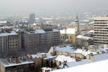 Budapest panorama with snow