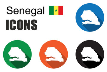 set colorful map flat icons state senegal