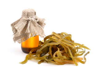 Kelp ( laminaria ) iwith pharmaceutical bottle. © spline_x