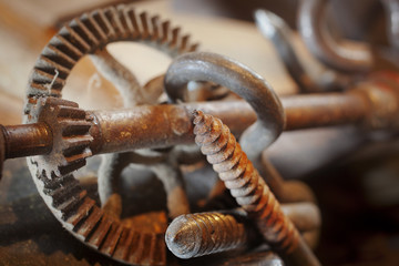 A close up abstract detail of rusty tools.