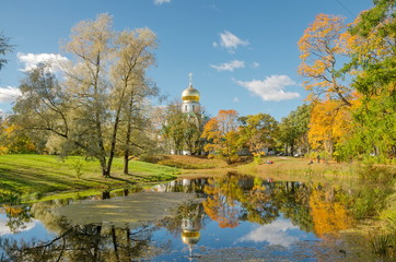Autumn landscape. Tsarskoye Selo (Pushkin), St. Petersburg, Russia
