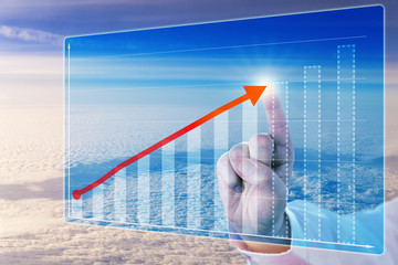 Finger Touching Growth Arrow In Forecasting Chart