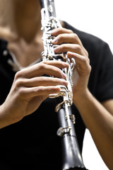 Fototapeta premium Hands musician playing the clarinet 