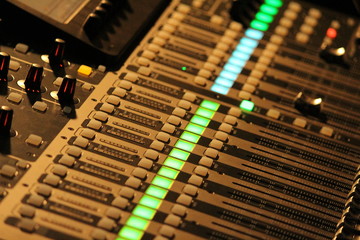 a close up of a mixing console