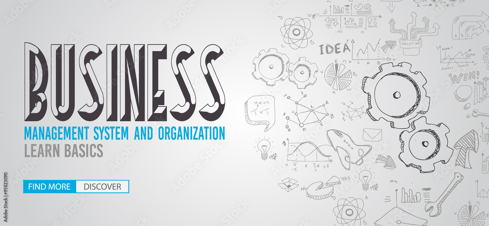 Wall mural Business Management Concept with Doodle design style