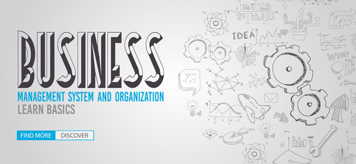 Business Management Concept with Doodle design style