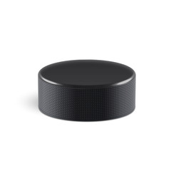 Hockey puck isolated on white with shadow