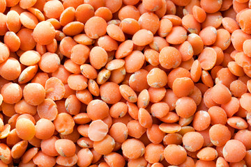 Background texture of red lentils